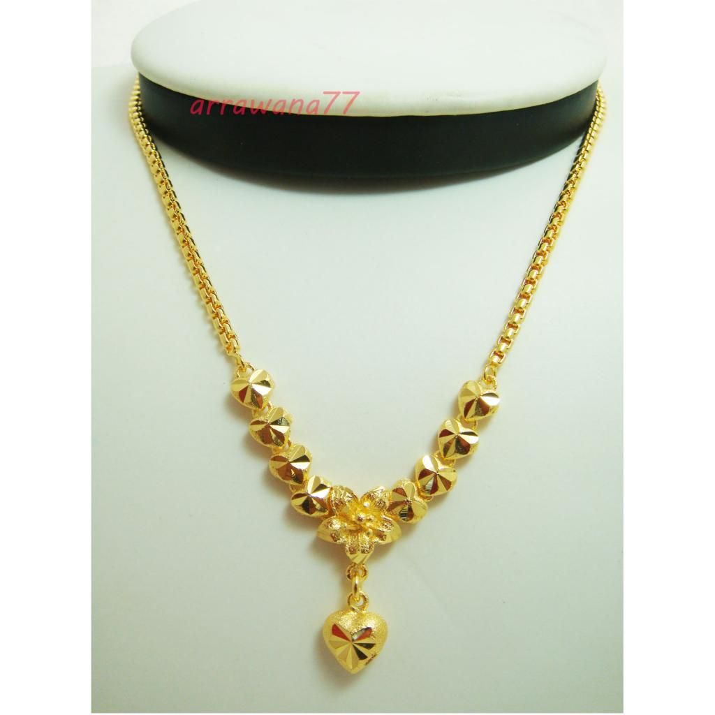 Heart Flower 22K 23K 24K THAI BAHT YELLOW GP GOLD NECKLACE Jewelry 1 eBay