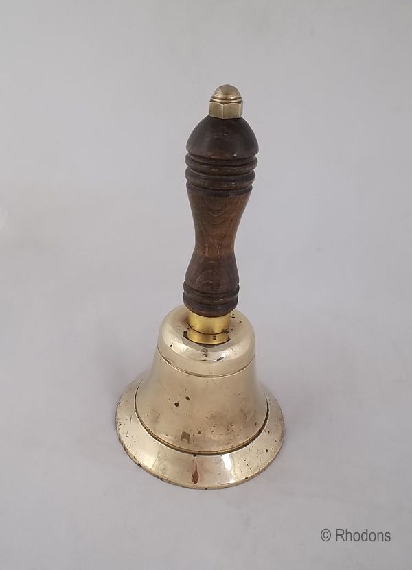 Brass Handbell With Wooden Handle Antique And Vintage Bells