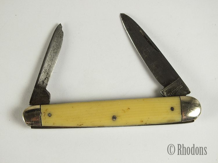 Vintage Walker & Co Sheffield Twin Blade Pocket Knife With Ivorine