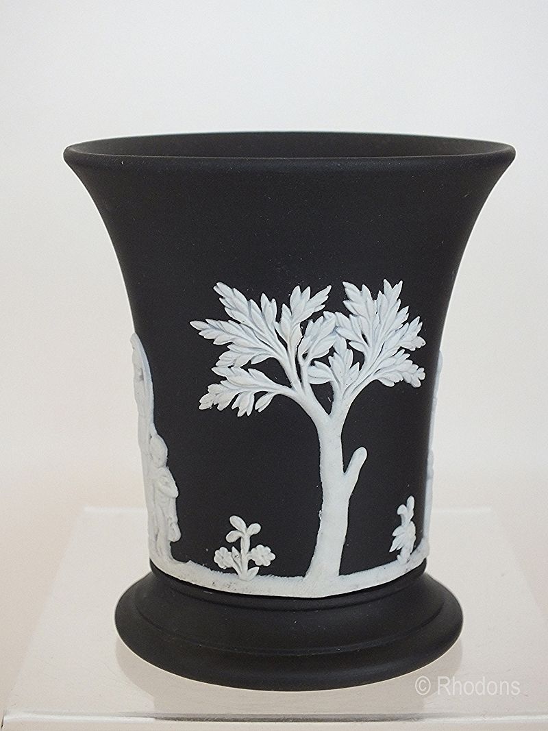 Wedgwood Basalt Black Jasperware Vase 375 Vintage Home Decor