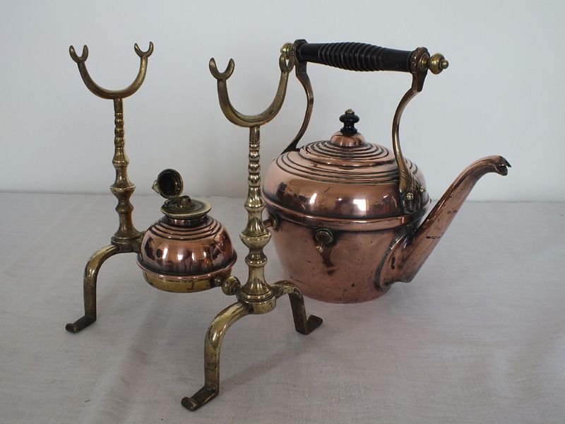 Victorian Copper & Brass Spirit Kettle Antique Home Decor