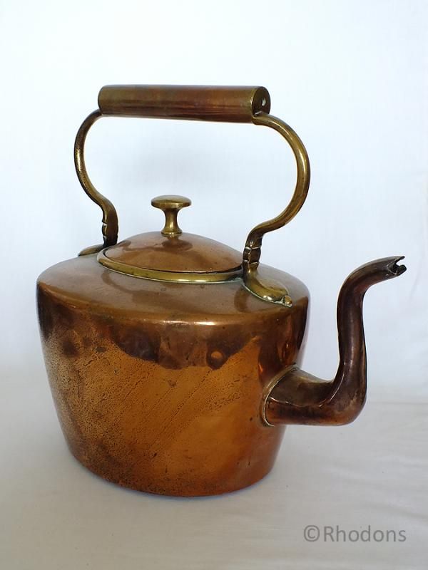 Victorian Copper Kettle, Country Cottage Fireside Hearth Kettle