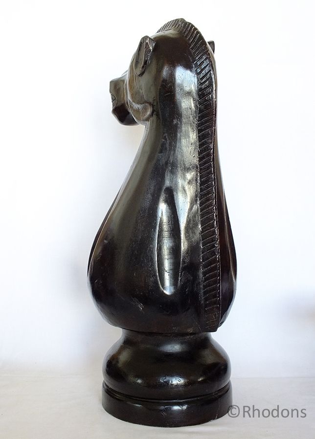 Giant Hand Carved Wooden Chess Piece, Knight Vintage Home Decor