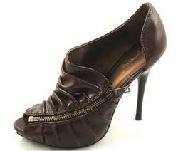 Brown peep toe bootie with side working zipper Pictures, Images and Photos