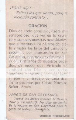 Argentina Saint San Cayetano Cayetan Holy Card Cards  