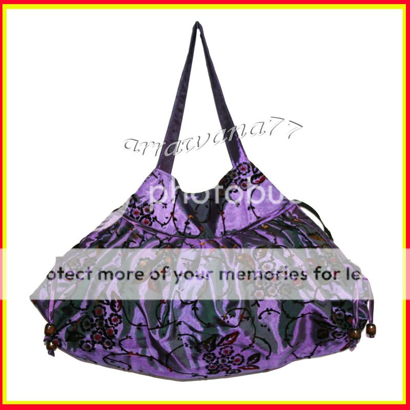 Thai Silk Shoulder Hand Bag Hippie Boho Tote Purple 320  