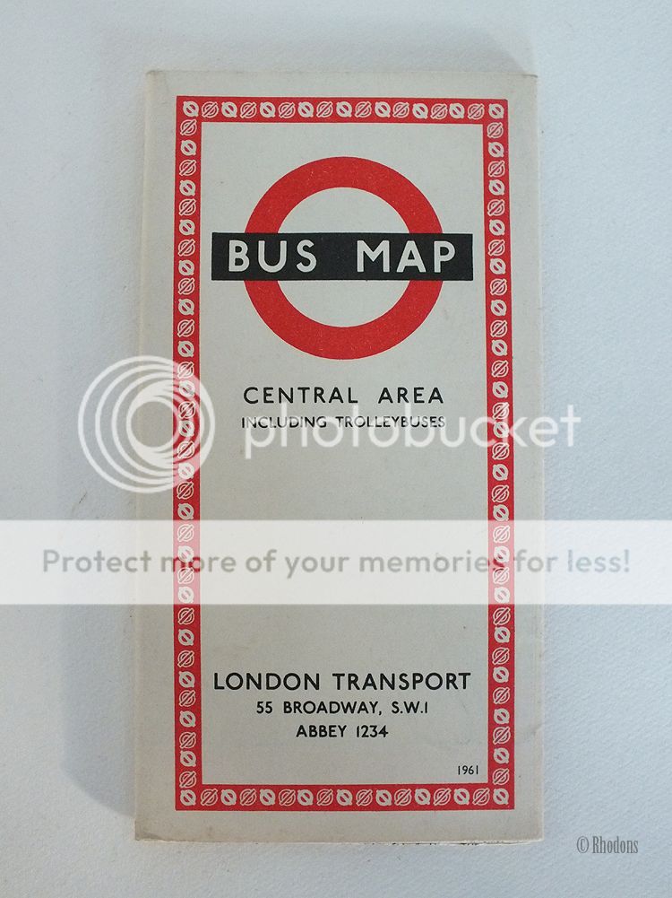 London Transport Bus Map, Central Area Including Trolleybuses, 1961 ...