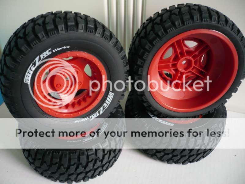Pieces SCT RED Rims + Tires for all 1/10 Short Course Truck Fit Masc